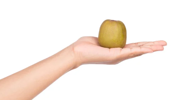 Mão Segurando Kiwi Frutas Isolado Fundo Branco — Fotografia de Stock