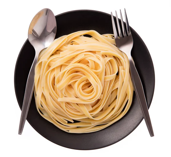 Prato Espaguete Isolado Backgroun Branco — Fotografia de Stock