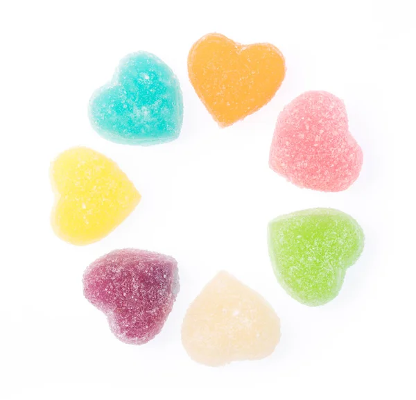 Jellys Forma Coração Colorido Isolado Fundo Branco — Fotografia de Stock