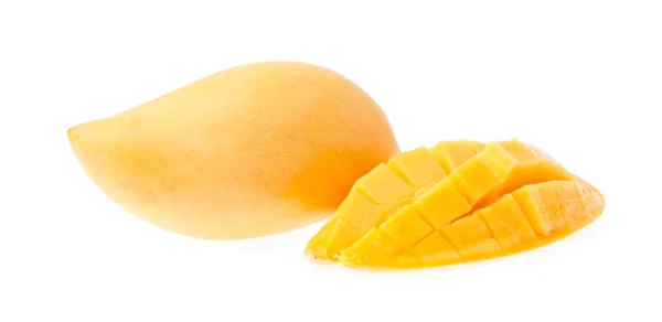 Rebanada Mango Cortada Cubos Aislados Sobre Fondo Blanco — Foto de Stock