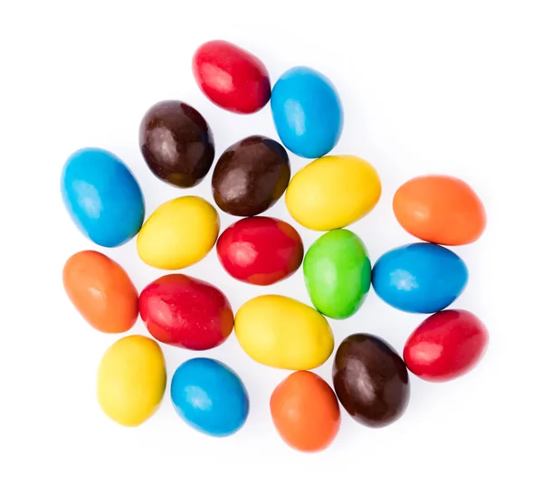 Beyaz Arkaplanda Izole Edilmiş Renkli Çikolata Şekerleme Düğmeleri — Stok fotoğraf