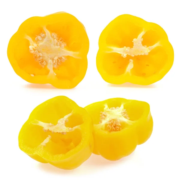 Set Different Views Bell Peppers Isolate White Background — Stock Photo, Image