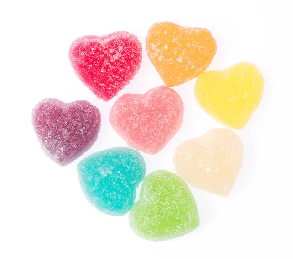 Jellys Forma Coração Colorido Isolado Fundo Branco — Fotografia de Stock