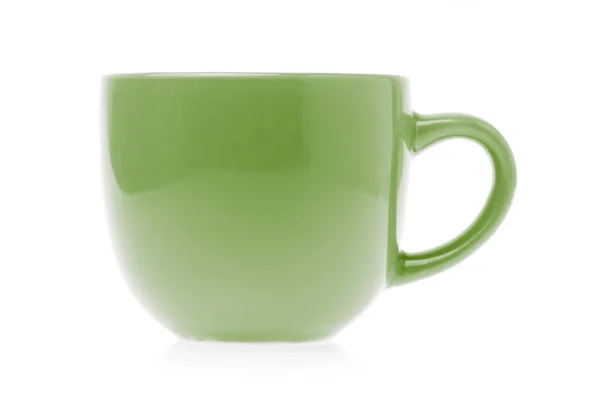 白色背景隔离的绿色空咖啡杯 — 图库照片