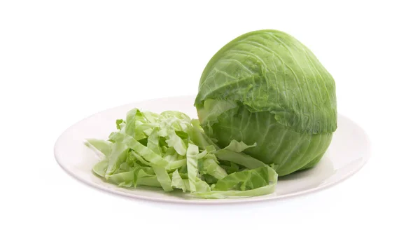Φέτα Πράσινο Λάχανο Πιάτο Που Απομονώνονται Λευκό Φόντο — Φωτογραφία Αρχείου