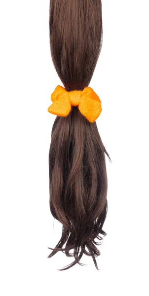 白い背景に隔離された髪のオレンジの弓 — ストック写真