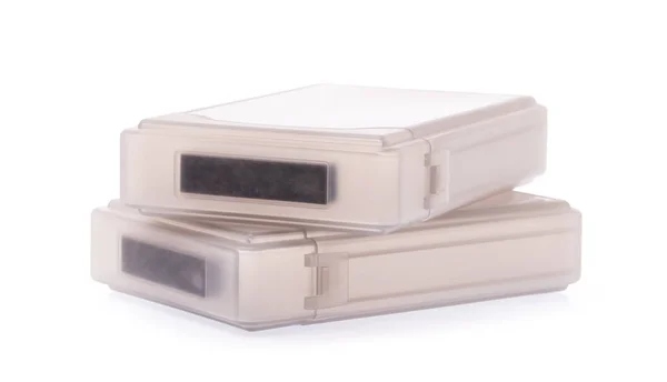 塑料盒硬盘驱动器 白色背景隔离 — 图库照片