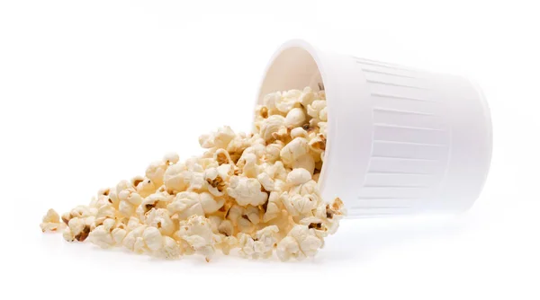 Popcorn Vit Hink Isolerad Vit Bakgrund — Stockfoto