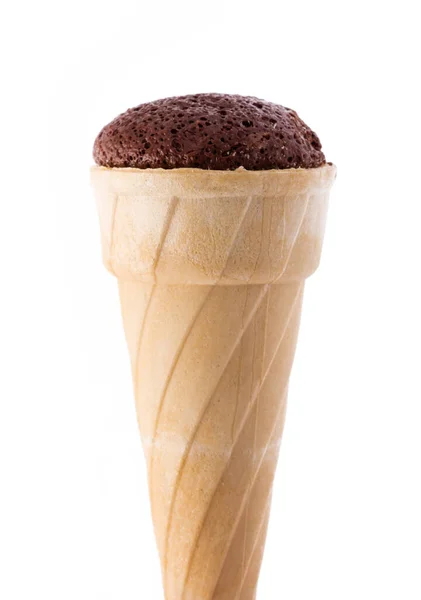 Chocolat Sorvete Cone Isolado Sobre Fundo Branco — Fotografia de Stock