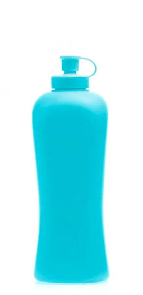 Frasco Plástico Azul Isolado Sobre Fundo Branco — Fotografia de Stock