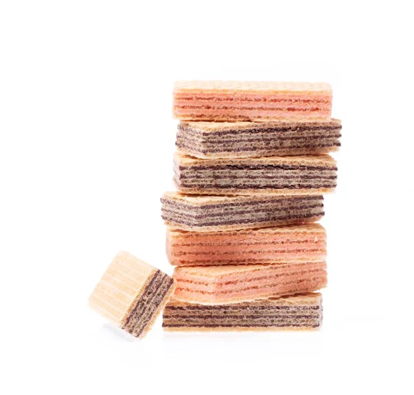 Chocolade Wafels Met Aardbeien Wafels Geïsoleerd Witte Achtergrond — Stockfoto