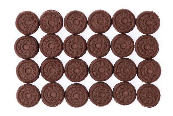 Cookies Mit Cremefüllung Isoliert Auf Weißem Hintergrund — Stockfoto