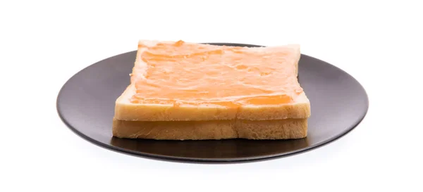 Блюдо Хлеба Апельсиновым Джемом Изолированы Белом Фоне — стоковое фото