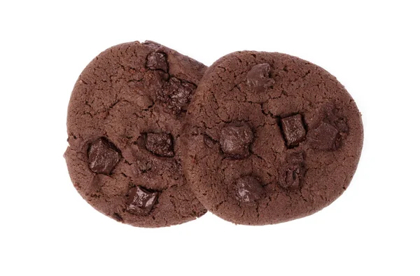 Cookies Aux Pépites Chocolat Isolés Sur Fond Blanc — Photo