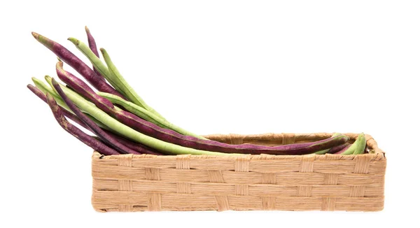 Basket Yardlong Bean Isolated White Background — Stock Photo, Image