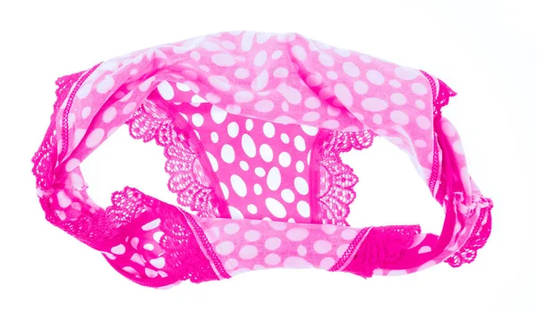 Красивые Женские Трусики Розовый Изолированы Белом Фоне Сексуальное Нижнее Белье — стоковое фото