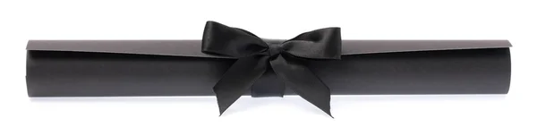 Roll Black Paper Black Ribbon Isolated White Background — Stock Photo, Image