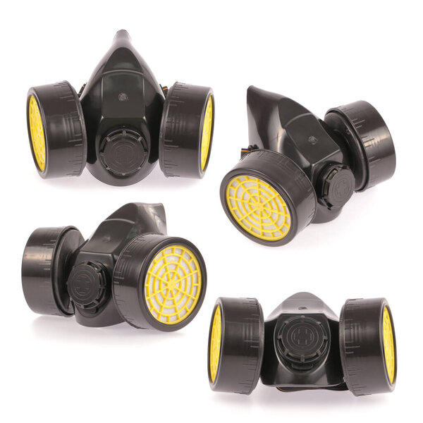 Set of Chemical protective mask isolated on white background