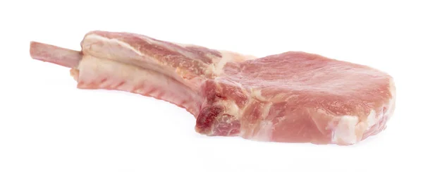 Ruwe Pork Chops Geïsoleerd Witte Achtergrond — Stockfoto