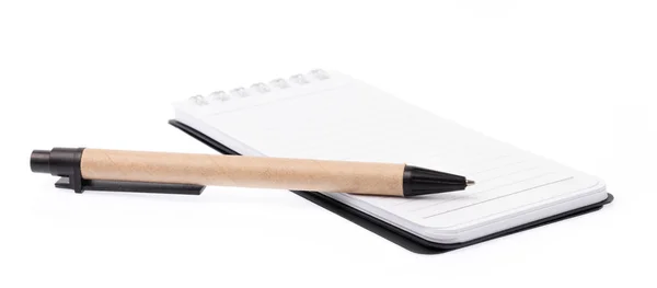 Notebook Con Penna Isolata Sfondo Bianco — Foto Stock