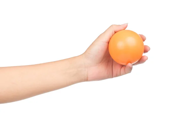Hand Holding Plastic Ball Isolated White Background — Stock Photo, Image