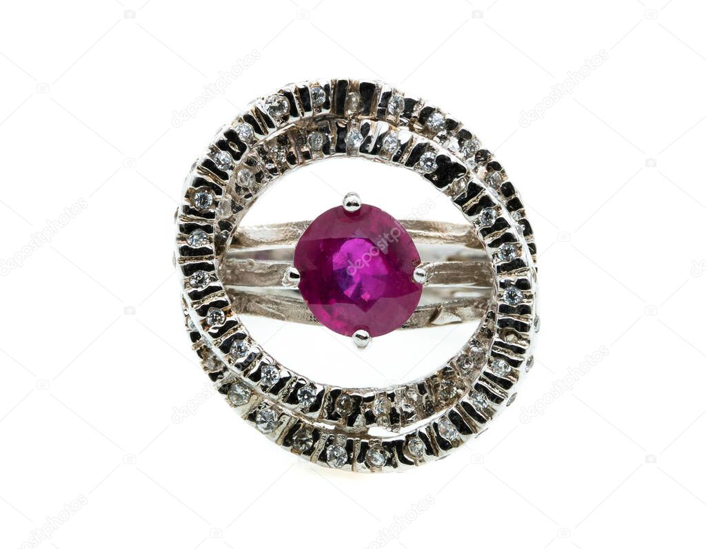 pink Ruby Ring on white background