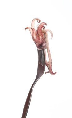 Izgara mürekkep balığını beyaz arkaplanda ayrı tutmak