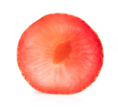 Şeftali meyve dilim beyaz arka plan üzerinde izole