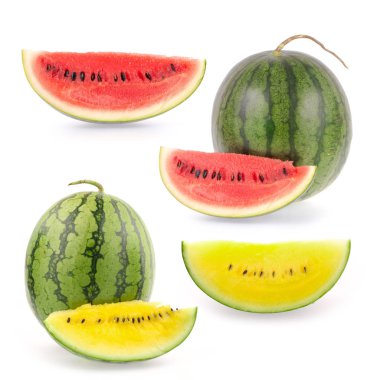 Beyaz arka plan üzerinde izole karpuz kümesi