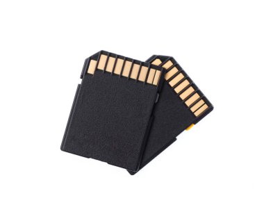 beyaz arka plan üzerinde izole siyah sd bellek kartı