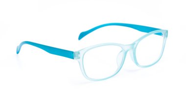 Beyaz arkaplanda izole edilmiş mavi camlar