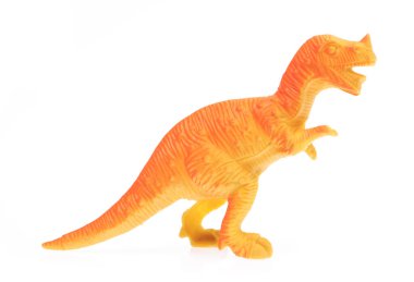 Tyrannosaur Rex made out of plastic. dinosaur toy isolated on white background