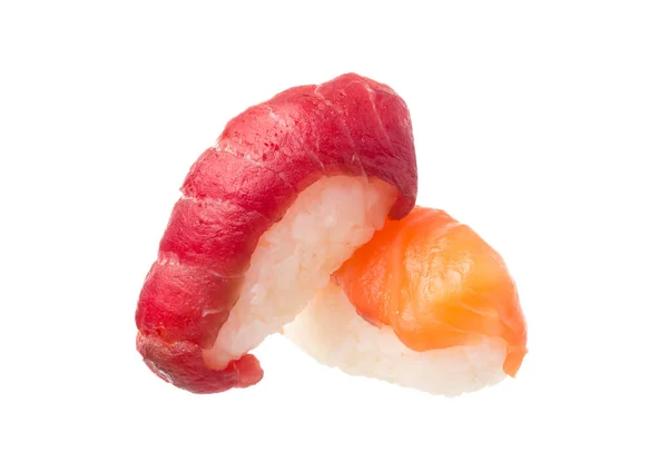 传统的新鲜日本寿司卷上孤立的白色背景 — 图库照片