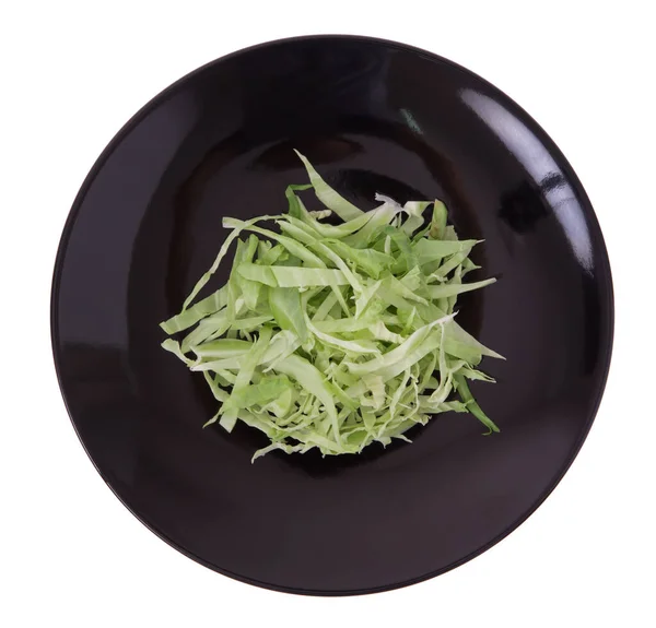 Φέτα Πράσινο Λάχανο Ένα Πιάτο Που Απομονώνονται Λευκό Φόντο — Φωτογραφία Αρχείου