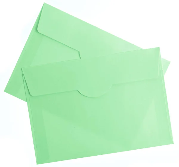 Envelope Verde Isolado Fundo Branco — Fotografia de Stock