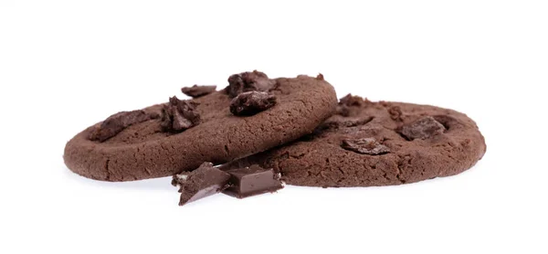 Galletas Chispas Chocolate Aisladas Sobre Fondo Blanco — Foto de Stock