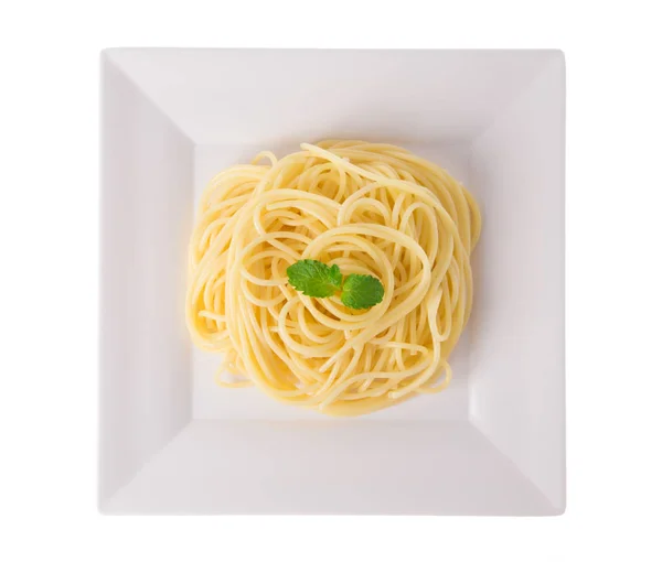 Espaguetis Pasta Plato Aislado Sobre Fondo Blanco — Foto de Stock