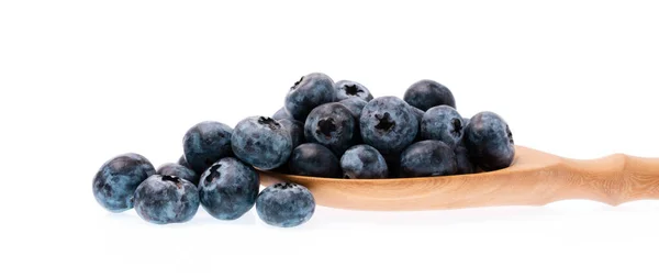 Wood Ladle Blueberry Fruits Isolated White Background — Stock Photo, Image