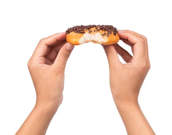 Вкусный Пончик Шоколадом Изолированы Белом Фоне — стоковое фото