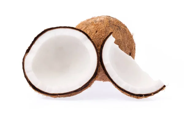 Copra Frutas Coco Orgânico Marrom Velho Quebrado Pedaços Empilhado Fundo — Fotografia de Stock