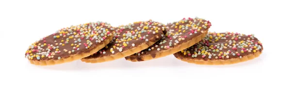 巧克力饼干洒在白色背景上 — 图库照片