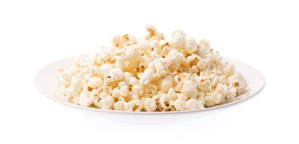 Plate Pop Corn Isolated White Background — Stock Photo, Image