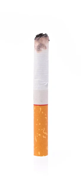 Queima Cigarro Isolado Fundo Branco — Fotografia de Stock