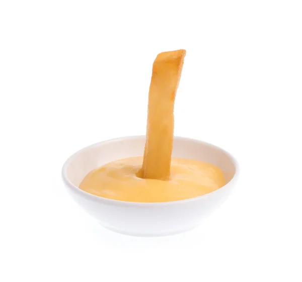 Friet Chips Mayonaise Geïsoleerd Witte Achtergrond — Stockfoto