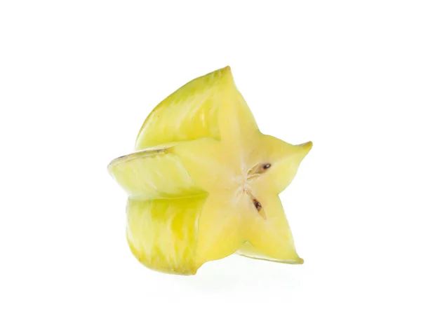 Fatia Starfruit Carambola Isolado Sobre Fundo Branco — Fotografia de Stock