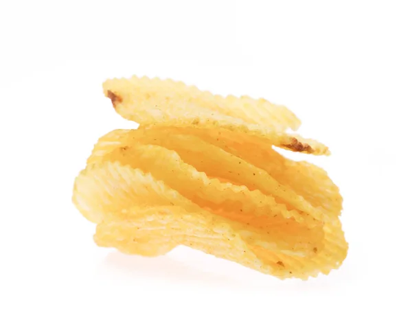 Aardappel Chips Geïsoleerd Witte Achtergrond — Stockfoto