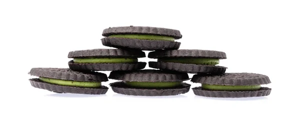 Печенье Зеленым Чаем Заполнения Изолированы Белом Фоне — стоковое фото