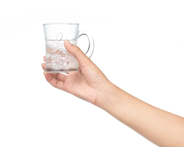 Hand Holding Glass Water Isolated White Background — Stock Photo, Image