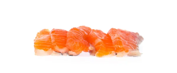 Snijd Verse Rauwe Zalm Red Fish Steak Geïsoleerd Een Witte — Stockfoto