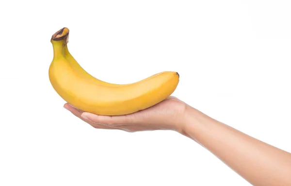 Hand Holding Banana Isolated White Background — Stock Photo, Image